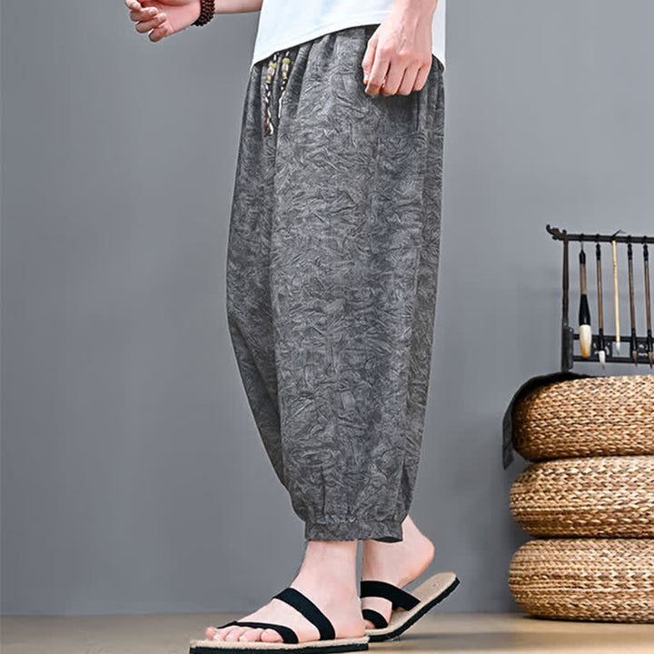 Buddha Stones Spring Summer Casual Boho Drawstring Abstract Capri Pants Men's Harem Pants With Pocket - image 12