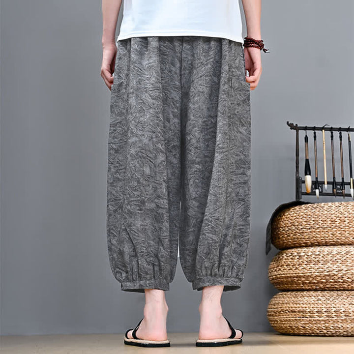 Buddha Stones Spring Summer Casual Boho Drawstring Abstract Capri Pants Men's Harem Pants With Pocket - image 9