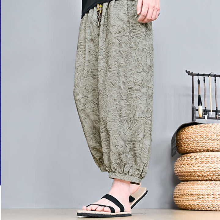 Buddha Stones Spring Summer Casual Boho Drawstring Abstract Capri Pants Men's Harem Pants With Pocket - image 5