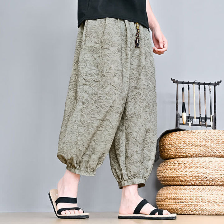 Buddha Stones Spring Summer Casual Boho Drawstring Abstract Capri Pants Men's Harem Pants With Pocket - image 2