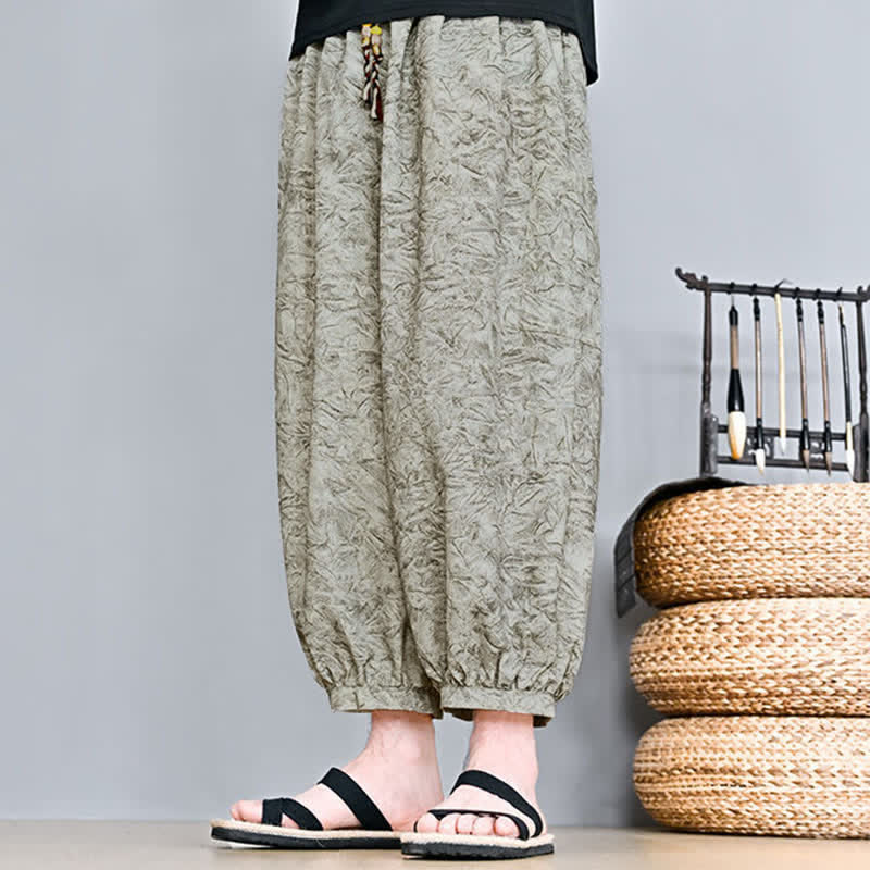 Buddha Stones Spring Summer Casual Boho Drawstring Abstract Capri Pants Men's Harem Pants With Pocket - image 4