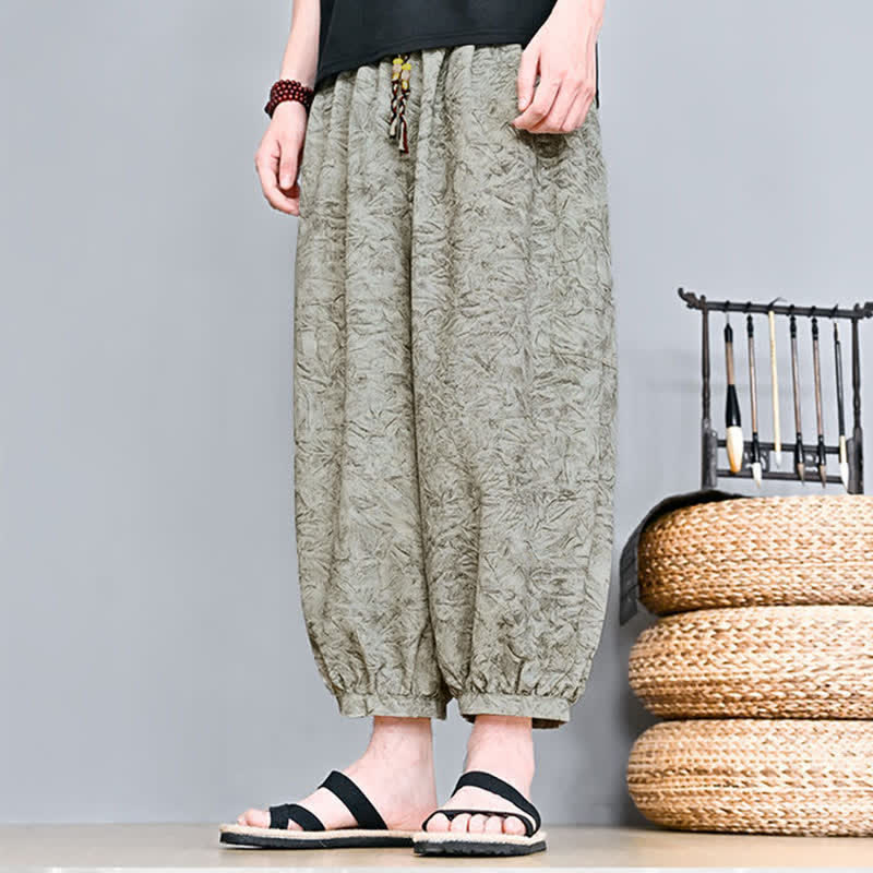 Buddha Stones Spring Summer Casual Boho Drawstring Abstract Capri Pants Men's Harem Pants With Pocket - image 1