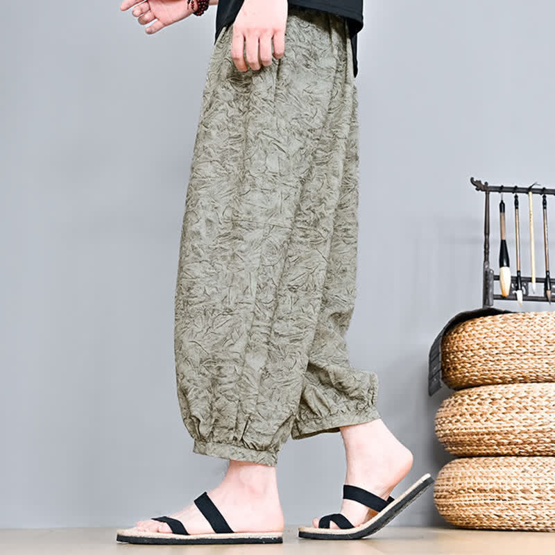 Buddha Stones Spring Summer Casual Boho Drawstring Abstract Capri Pants Men's Harem Pants With Pocket - image 6