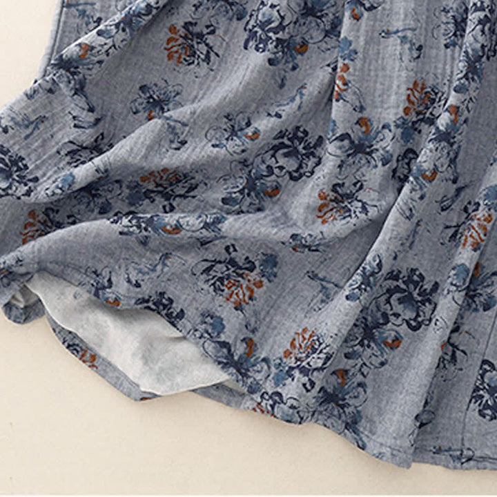Buddha Stones Spring Fall Casual Boho Drawstring Floral Crew Neck Women's Long Sleeve Dress With Pockets - image 15