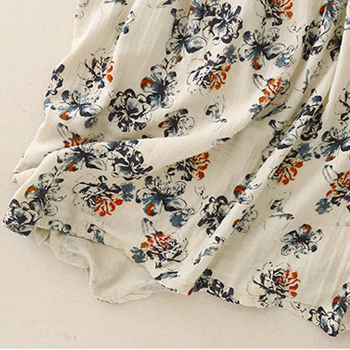 Buddha Stones Spring Fall Casual Boho Drawstring Floral Crew Neck Women's Long Sleeve Dress With Pockets - image 6