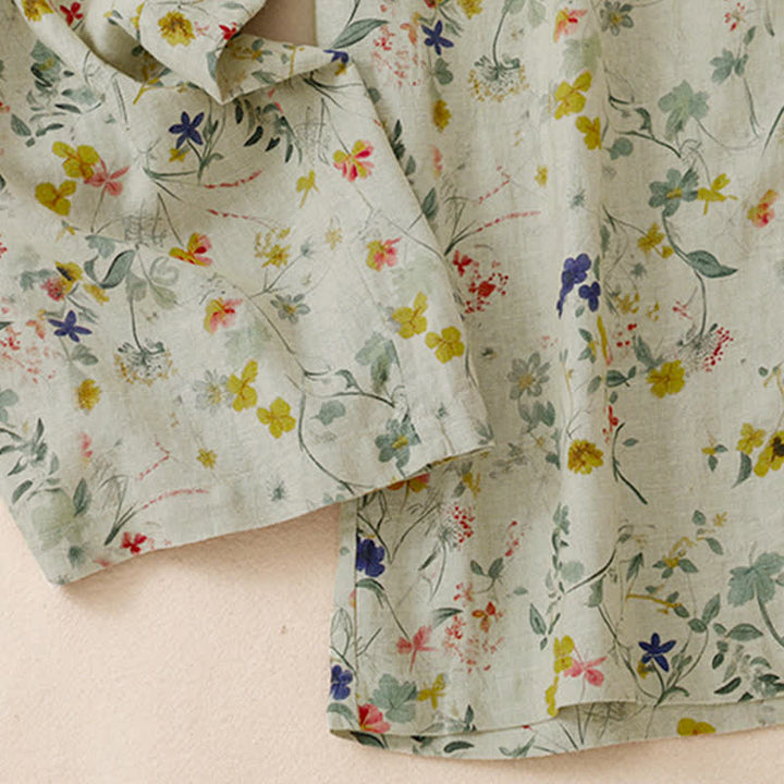 Buddha Stones Spring Summer Casual Boho Drawstring Floral Print Long Pants Women's Wide Leg Pants With Pocket - image 9