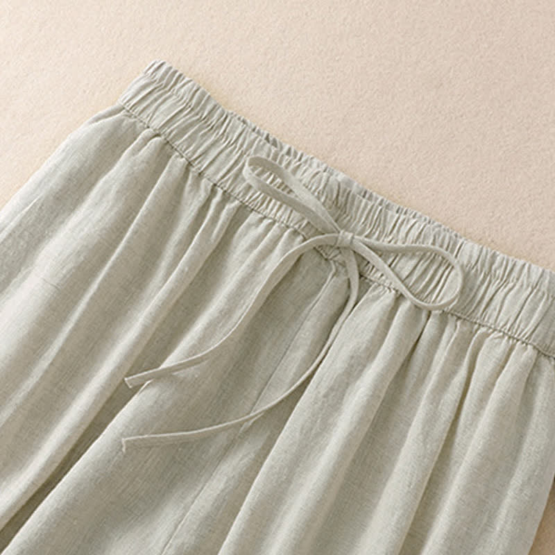 Buddha Stones Spring Summer Basic Casual Solid Cropped Pants Women's Harem Pants With Pockets - image 17