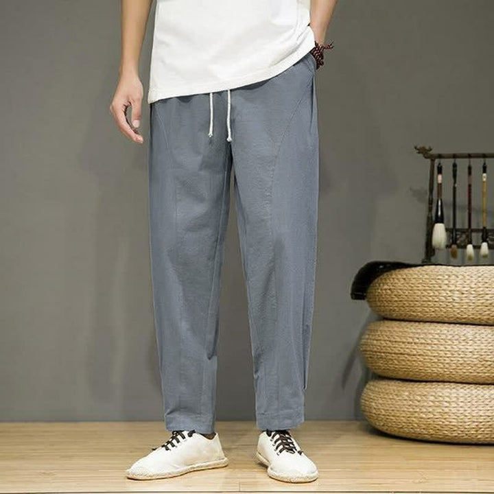 Buddha Stones Spring Summer Casual Minimalist Drawstring Solid Cropped Pants Men's Tapered Pants With Pockets - LightGrey - US/UK/AU46, EU56 (5XL) - image 17