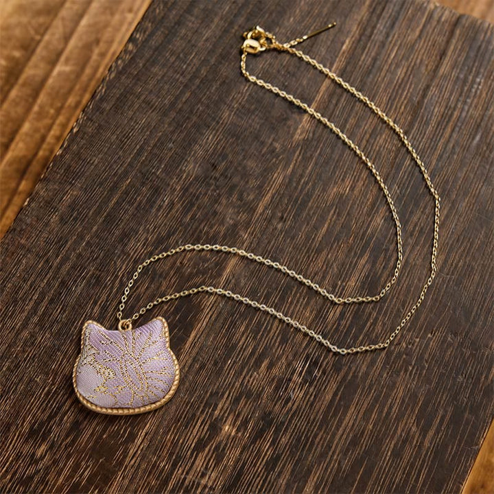 Buddha Stones Chinese Song Brocade Cat Head Copper Harmonic Connection Necklace - image 10