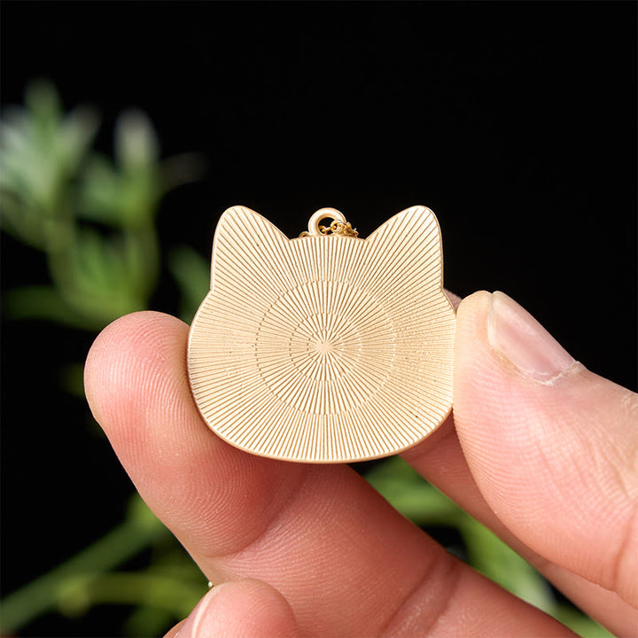 Buddha Stones Chinese Song Brocade Cat Head Copper Harmonic Connection Necklace - image 9
