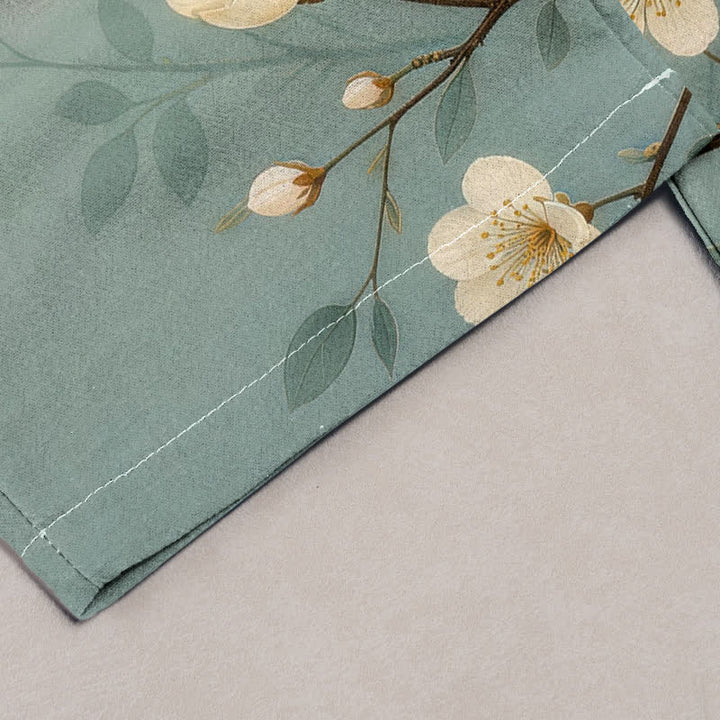 Buddha Stones Pure Cotton Ink Blossom Branch Pattern Women's Elastic Waist Pants With Pockets - image 1