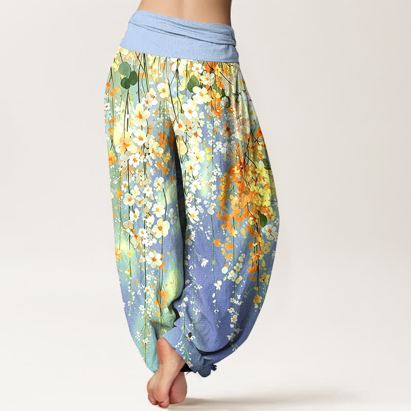 Buddha Stones Cotton Wildflower Cascade Pattern Women's Elastic Waist Harem Pants - image 7