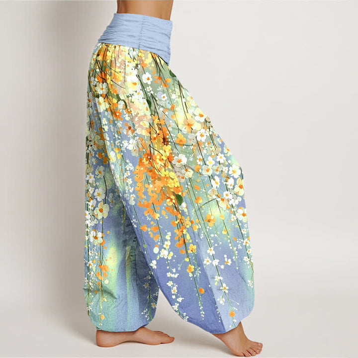 Buddha Stones Cotton Wildflower Cascade Pattern Women's Elastic Waist Harem Pants - image 6