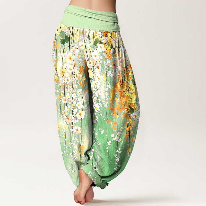 Buddha Stones Cotton Wildflower Cascade Pattern Women's Elastic Waist Harem Pants - image 10