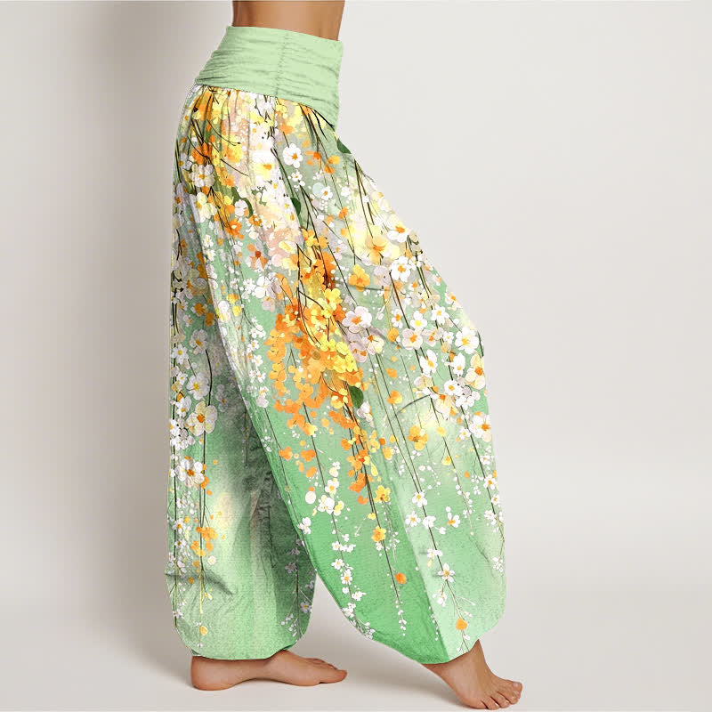 Buddha Stones Cotton Wildflower Cascade Pattern Women's Elastic Waist Harem Pants - image 9