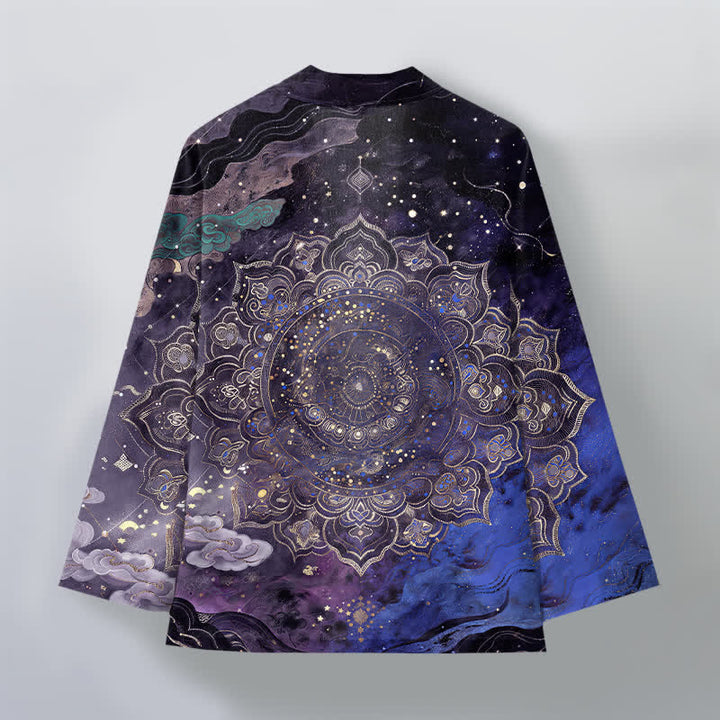 Buddha Stones Cotton Galactic Mandala Pattern Open Front Men's Kimono - image 2