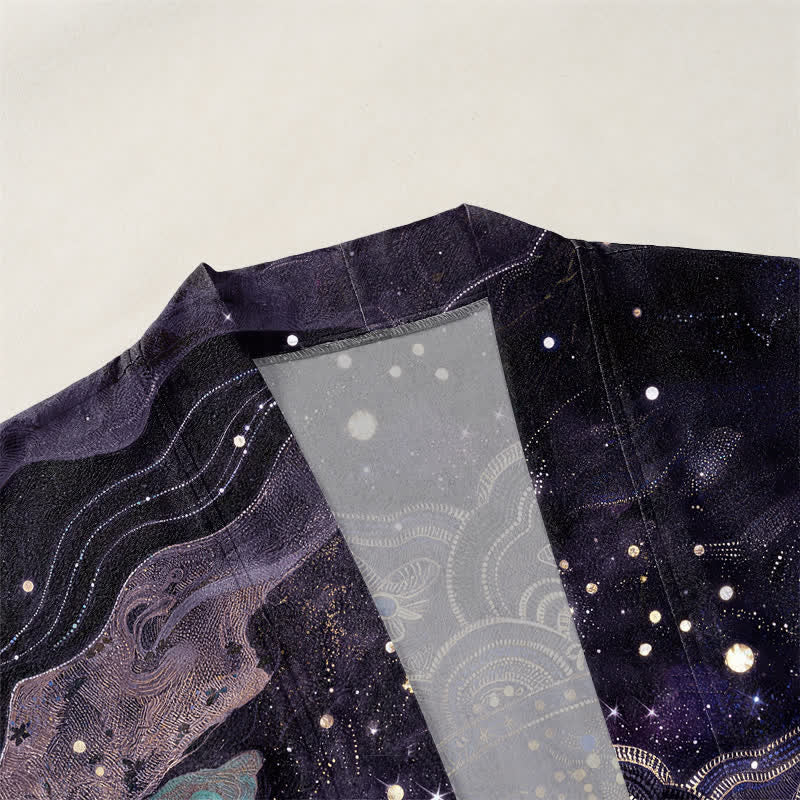 Buddha Stones Cotton Galactic Mandala Pattern Open Front Men's Kimono - image 3