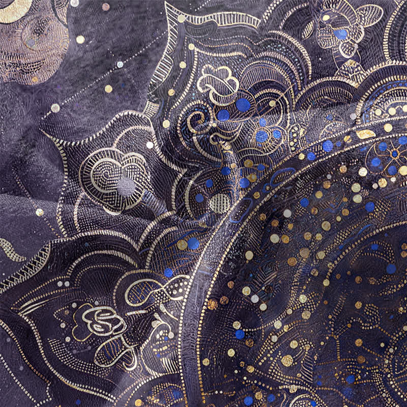 Buddha Stones Cotton Galactic Mandala Pattern Open Front Men's Kimono - image 5