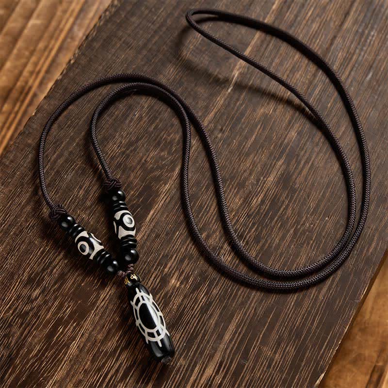Buddha Stones Tibetan Black Onyx Tortoise Shell Design Protection Blessings String Necklace Pendant - image 2
