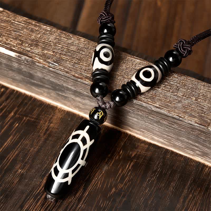 Buddha Stones Tibetan Black Onyx Tortoise Shell Design Protection Blessings String Necklace Pendant - image 1