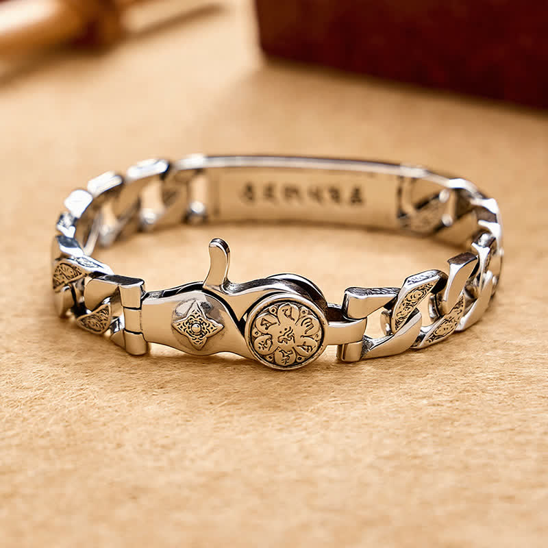 Buddha Stones Vintage Taotie Om Mani Padme Hum Relief Carving Copper Grounding Bracelet - image 2