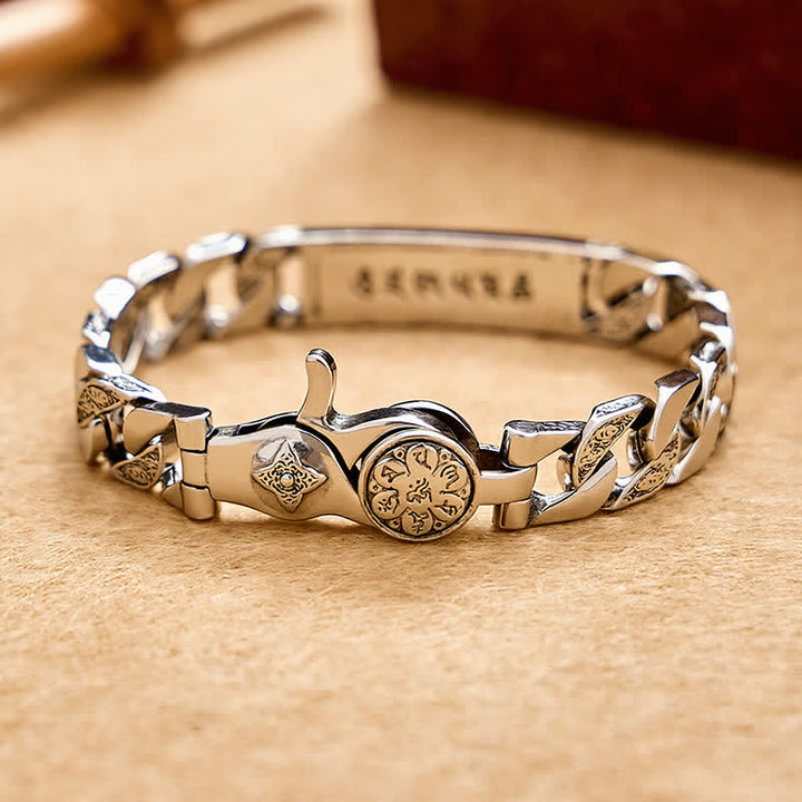 Buddha Stones Vintage Taotie Om Mani Padme Hum Relief Carving Copper Grounding Bracelet - image 2