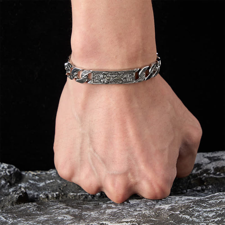 Buddha Stones Vintage Taotie Om Mani Padme Hum Relief Carving Copper Grounding Bracelet - image 5