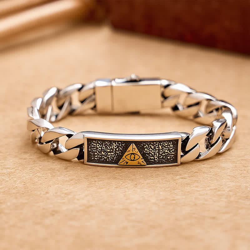 Buddha Stones Egyptian Inspired Copper Eye of Horus Engraved Chain Bracelet - 7.9–8.3 in (20–21 cm) - image 0