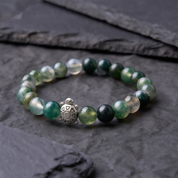 Buddha Stones Moss Agate Copper Turtle Calm Bracelet - image 3