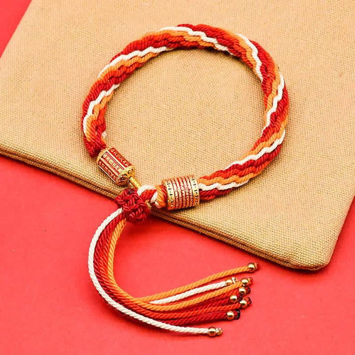 Buddha Stones Tibetan Enamel Colorful Tassel Rope Bracelet - DarkRed (Wrist Circumference: 5.9–7.1 in/15–18 cm) - image 4