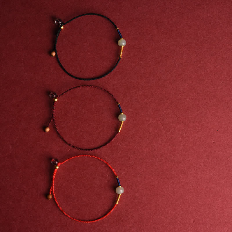 Buddha Stones Adjustable Jade Round Bead Red String Harmony Bracelet Anklet - image 12