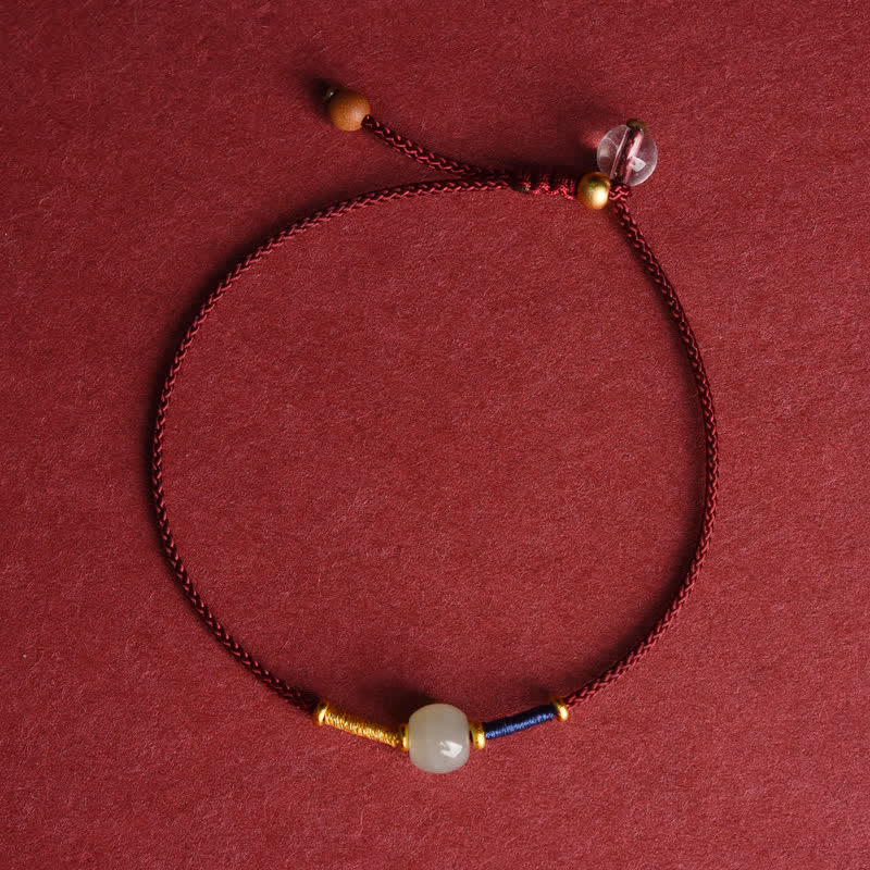 Buddha Stones Adjustable Jade Round Bead Red String Harmony Bracelet Anklet - Anklet - DarkRed (8.3-10.6 in/21-27 cm) - image 9