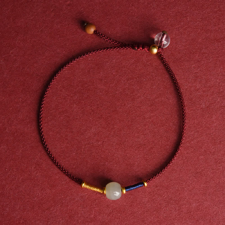 Buddha Stones Adjustable Jade Round Bead Red String Harmony Bracelet Anklet - Anklet - DarkRed (8.3-10.6 in/21-27 cm) - image 9