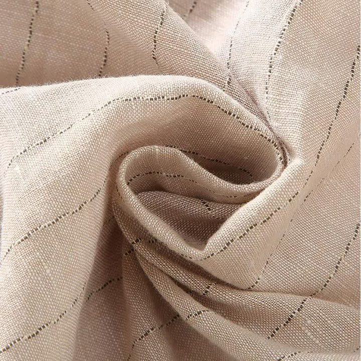 Buddha Stones Spring Summer Casual Tang Style Mandarin Collar Striped Linen Men's Long Sleeve Shirts With Pocket - image 7
