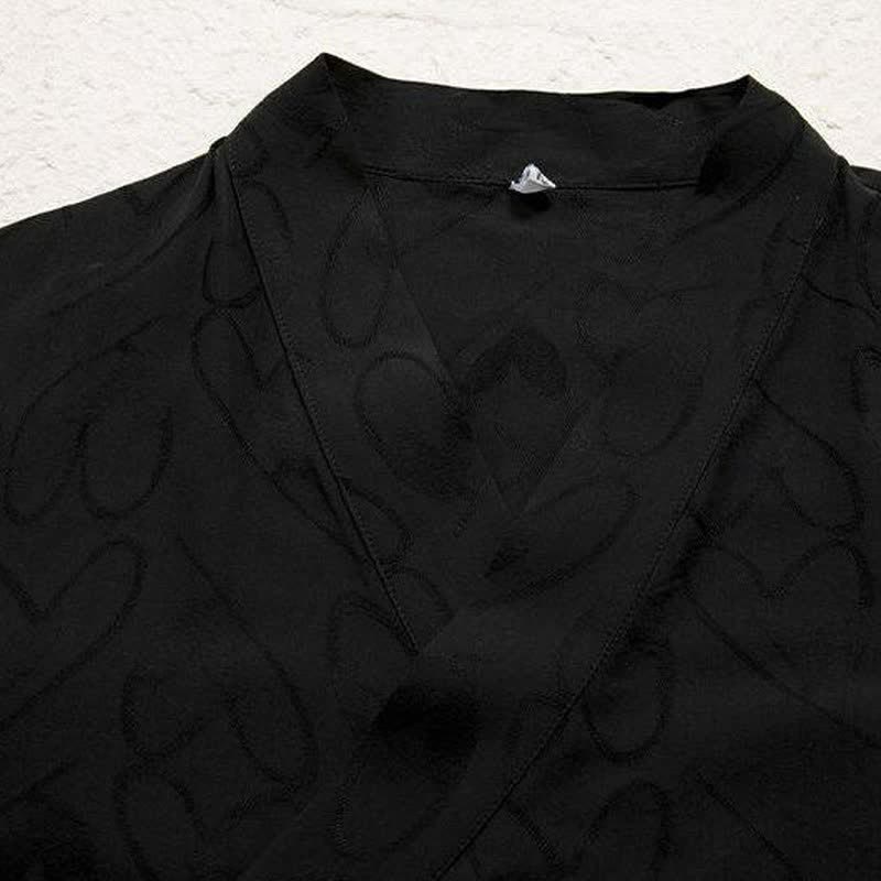 Buddha Stones Spring Summer Minimalist Casual Drawstring Solid Cotton Men's Long Sleeve Shirts - image 2