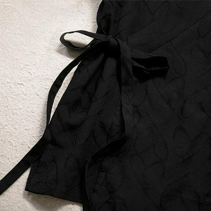 Buddha Stones Spring Summer Minimalist Casual Drawstring Solid Cotton Men's Long Sleeve Shirts - image 3