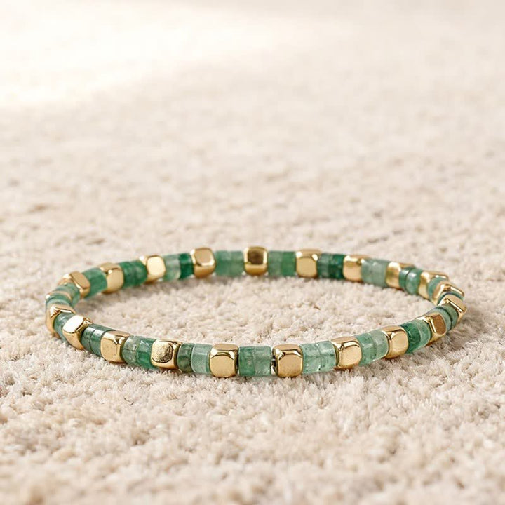 Buddha Stones Blue Spot Jasper Green Aventurine Natural Barrel-Shaped Beads Strength Bracelet - Green Aventurine(Luck ♥ Opportunity) - image 7