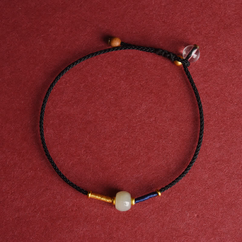 Buddha Stones Adjustable Jade Round Bead Red String Harmony Bracelet Anklet - Bracelet - Black (5.9–8.3 in/15–21 cm) - image 4