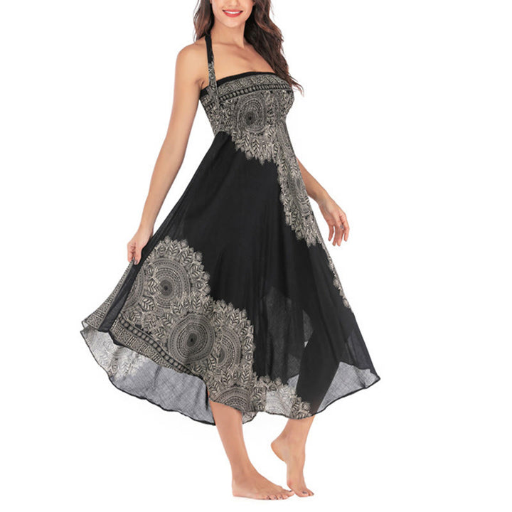 Buddha Stones Two Style Wear Boho Mandala Flower Beach Skirt Dress - image 17