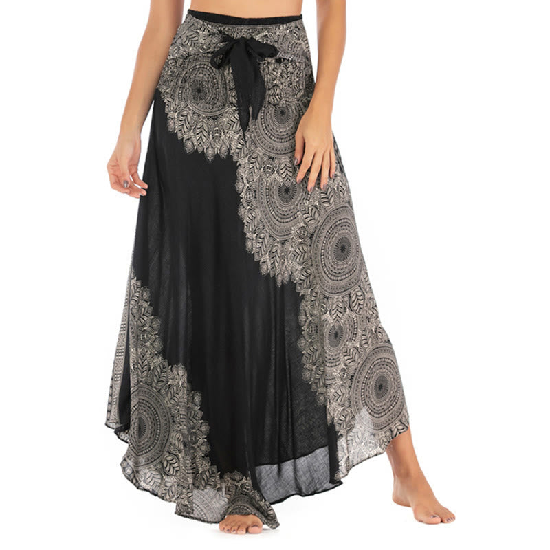 Buddha Stones Two Style Wear Boho Mandala Flower Beach Skirt Dress - Black - US4-12，UK/AU8-16，EU36-44 (F) - image 10