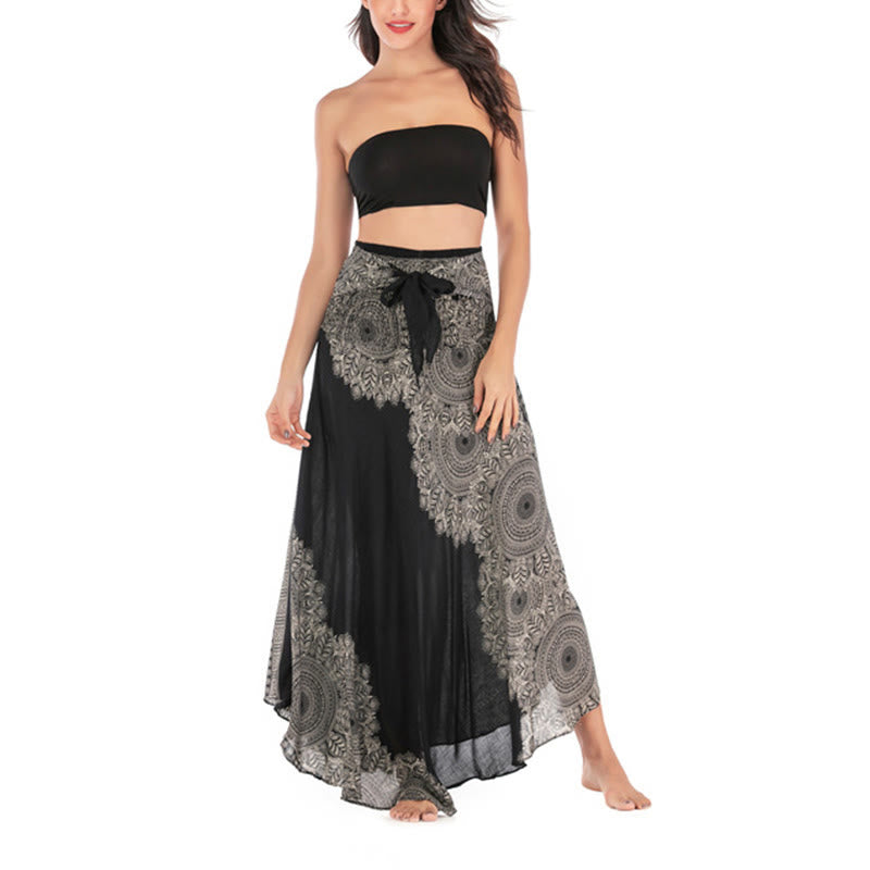 Buddha Stones Two Style Wear Boho Mandala Flower Beach Skirt Dress - image 13
