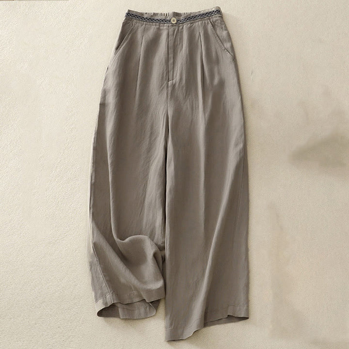 Buddha Stones Solid Color Front Button Back Elastic Women's Pants With Pockets - DarkKhaki - US8-10，UK/AU12-14，EU40-42 (2XL) - image 15