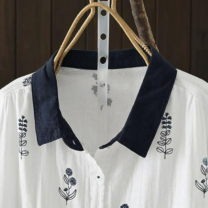 Buddha Stones Spring Fall Casual Vintage Button-Up Floral Women's Long Sleeve Shirts - image 7