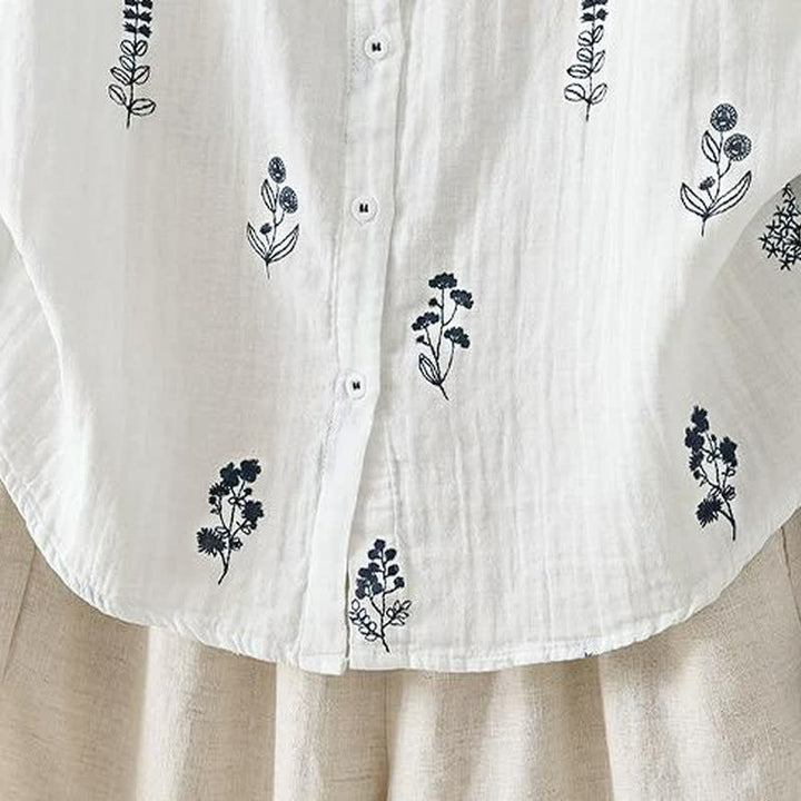 Buddha Stones Spring Fall Casual Vintage Button-Up Floral Women's Long Sleeve Shirts - image 9