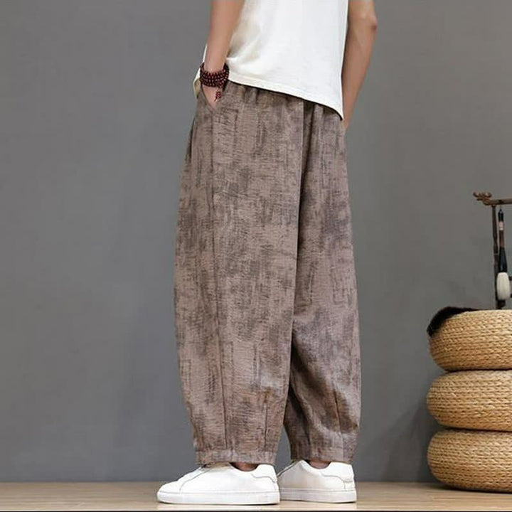 Buddha Stones Spring Summer Casual Vintage Drawstring Washed Abstract Ankle Pants Men's Straight Leg Pants With Pocket - image 10