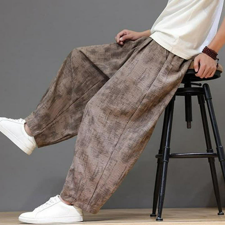 Buddha Stones Spring Summer Casual Vintage Drawstring Washed Abstract Ankle Pants Men's Straight Leg Pants With Pocket - image 9