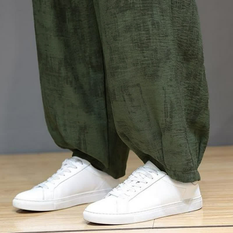 Buddha Stones Spring Summer Casual Vintage Drawstring Washed Abstract Ankle Pants Men's Straight Leg Pants With Pocket - image 18