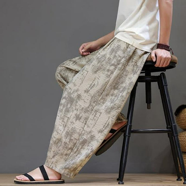 Buddha Stones Spring Summer Casual Vintage Drawstring Washed Abstract Ankle Pants Men's Straight Leg Pants With Pocket - image 21