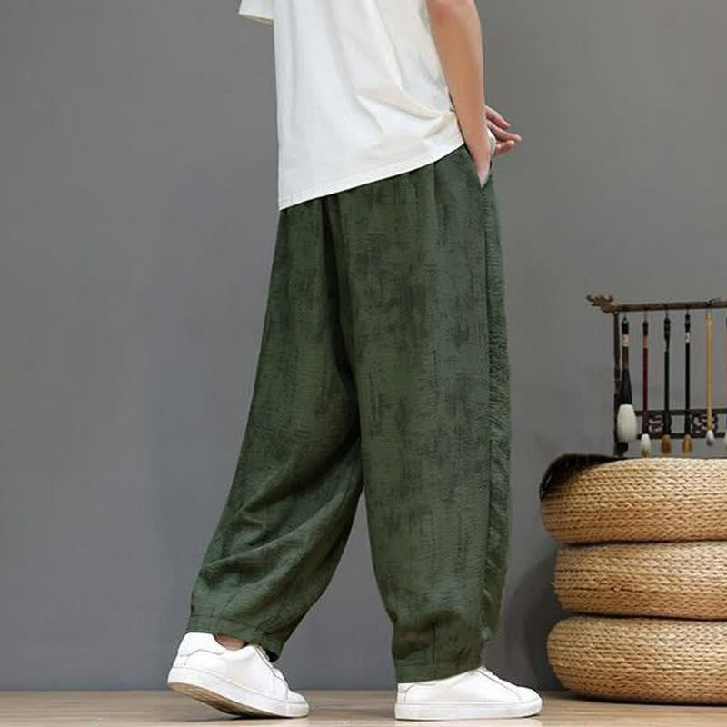 Buddha Stones Spring Summer Casual Vintage Drawstring Washed Abstract Ankle Pants Men's Straight Leg Pants With Pocket - image 14