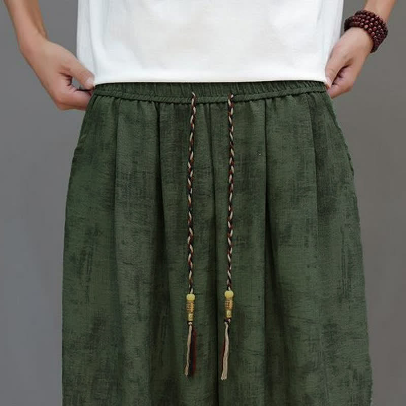 Buddha Stones Spring Summer Casual Vintage Drawstring Washed Abstract Ankle Pants Men's Straight Leg Pants With Pocket - image 16